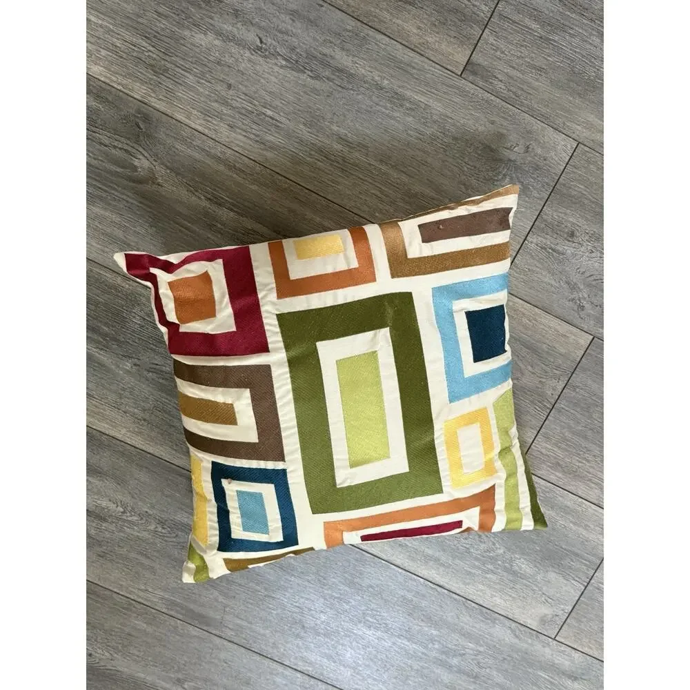 Pier One Mid Century Modern Pillow Geometric Mod Square Abstract Art Deco Retro